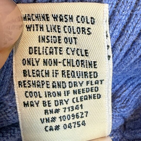 LL Bean Blue Cotton Cashmere Sweater Crewneck Pullover Medium - Picture 7 of 8